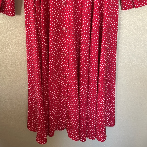 Liz Claiborne vintage red and and white square midi dress Size 8P - Picture 9 of 12